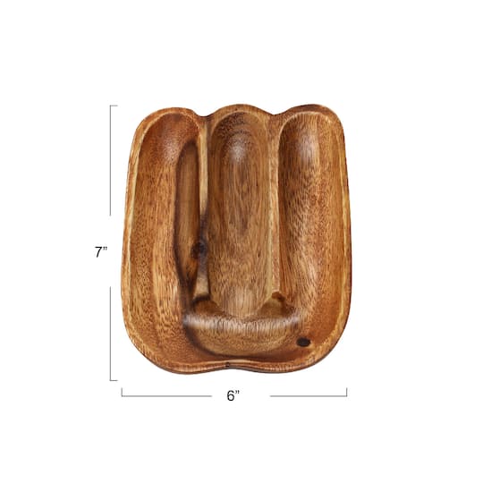 Hello Honey® 7" Natural Acacia Wood Divided Tray